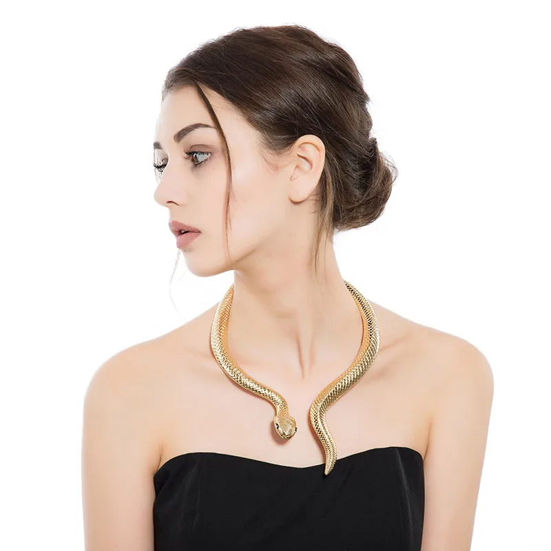 Новое поступление, сексуальные роскошные объемные золотые ожерелья в виде змеи, Длинные вечерние ожерелья, модные ювелирные изделия, ожерелье для женщин