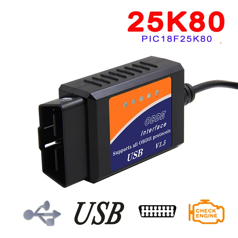 Elm327 USB V1.5 OBD2 Диагностический Автомобильный сканер Elm 327 OBD диагностический для