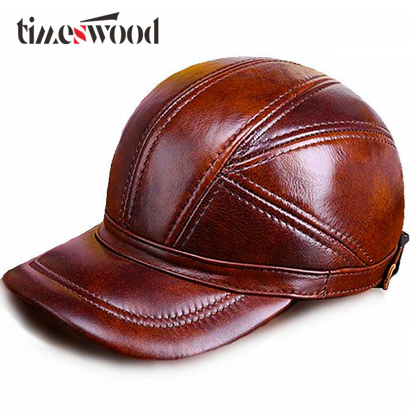 brown leather ball cap