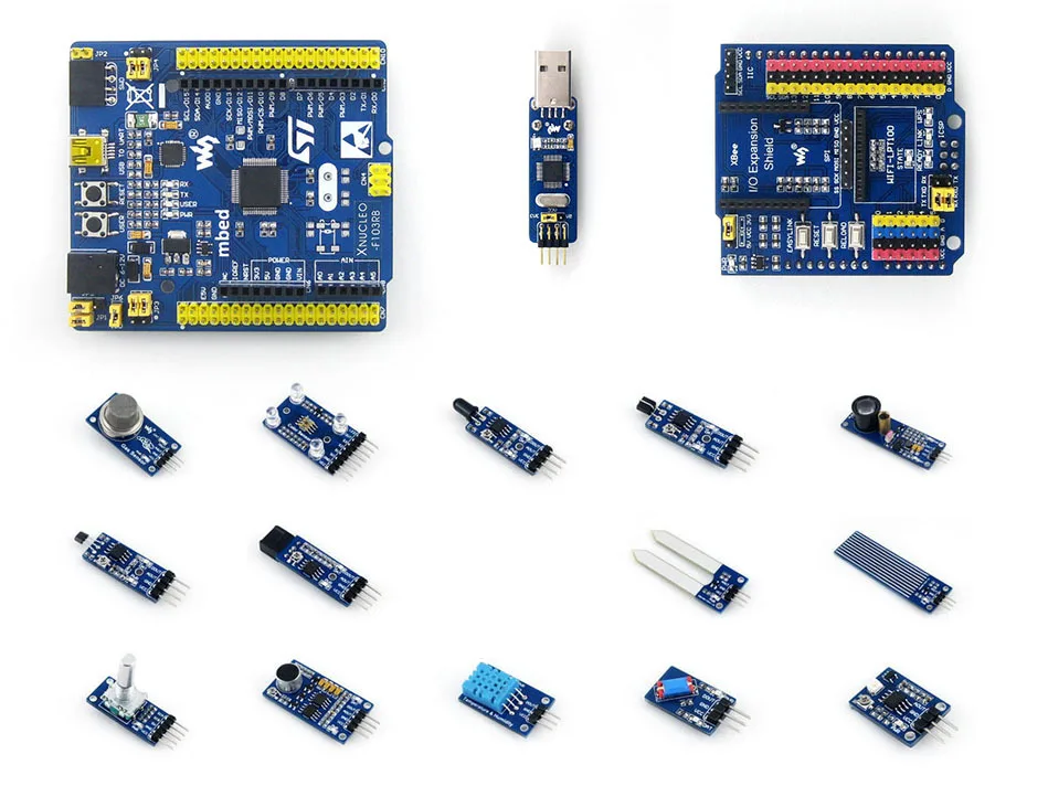 

Stm32 Stm32f103rbt6 Arm Cortex M3 Development Board Compatible With Nucleo-f103rb + Sensors Pack + Io Expansion Shield