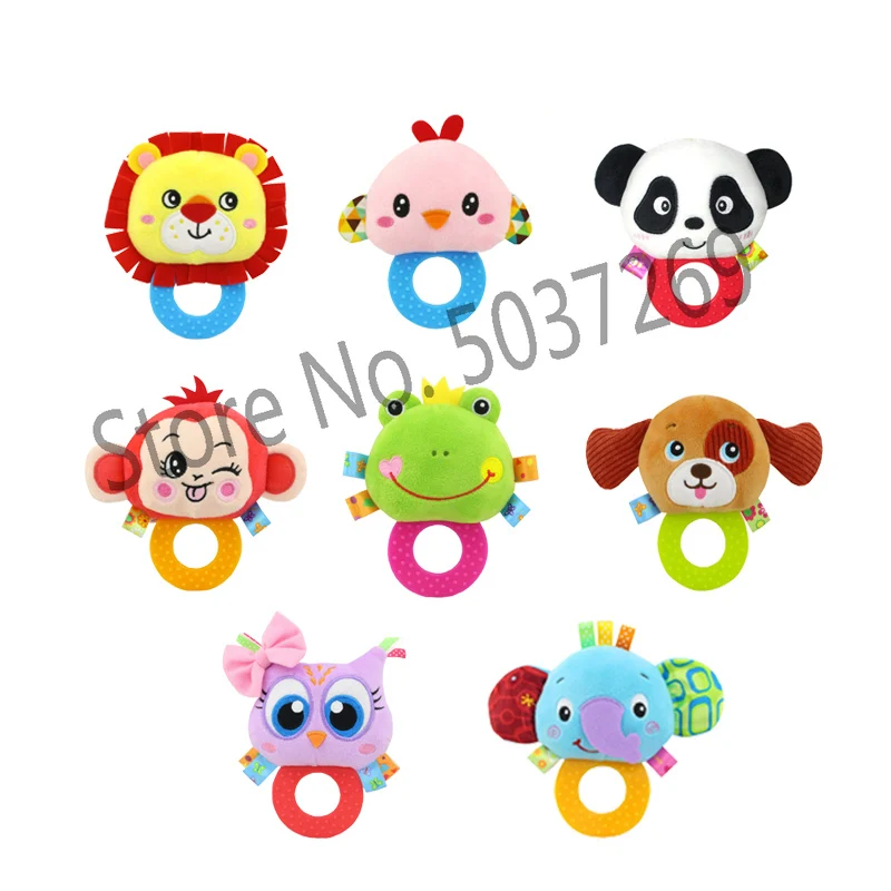 

Baby Teethers Rattles Stuffed Plush Cute Animal Toys for Grinding Teeth Grip and Bite Hand Grasp Pleasant Ringtones Handbell