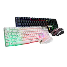 Красочный трещины светодиодный с подсветкой USB Проводная Радужная игровая клавиатура+ геймерская игровая мышь и клавиатура Комплект для дома и офиса