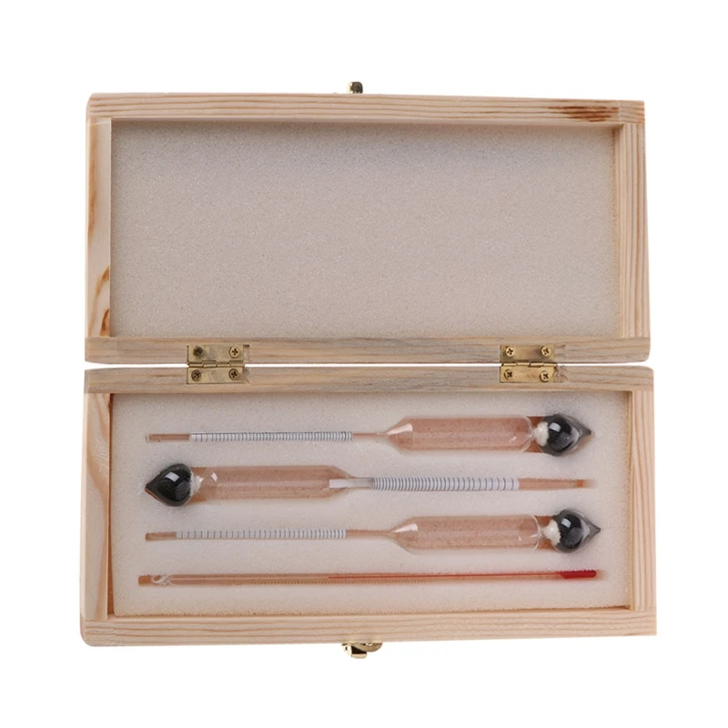 

3 Pcs 0-100% Hydrometer Alcoholmeter Tester Set Alcohol Concentration Meter + Thermometer