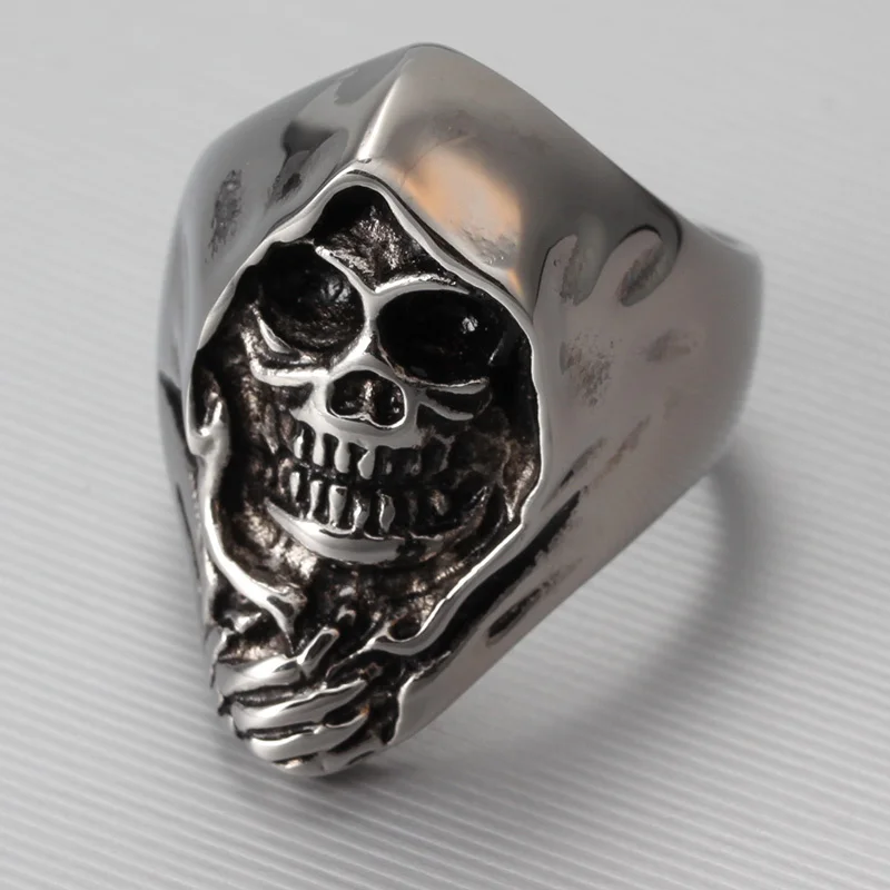 Rings Real Anillos 2019 New Men S Gothic Emo Biker 316l Stainless Steel Anarchy Grim Reaper Skull Demon Ring Band Factory Price Ring Band Demon Ringanillos 2016 Aliexpress