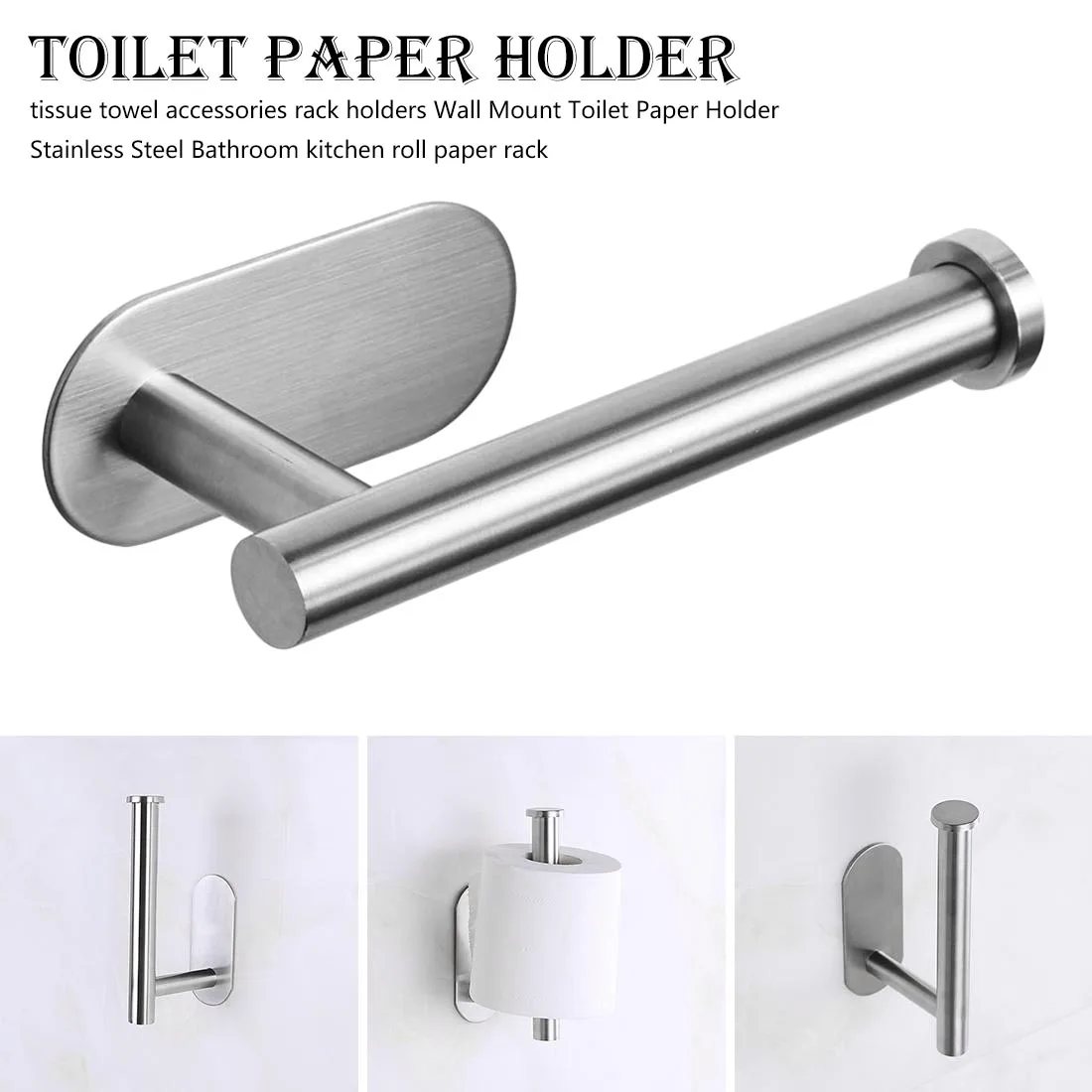 

Suction Cup Rack Kitchen Bathroom Storage Waterproof Moisture Proof Towel Accessories Shelf Toilet Paper Holder Wall Mounted