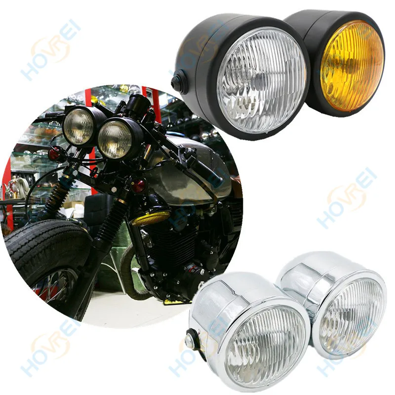 Двойная фара для мотоцикла двойная головная лампа Dominator Motocicleta Honda CBR Yamaha Harley Cafe Racer