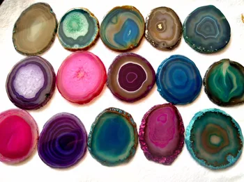 

50-70mm(2") 4pcs Agate Slices Bulk Geode Place Cards Craft Beads Wholesale for Phone Sockets Pop Grips phone belt Gem Free Form