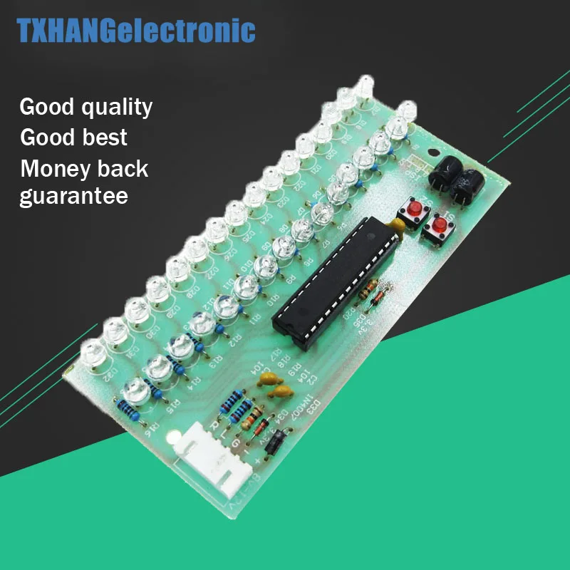 

MCU Adjustable Display Pattern LED VU Meter Level Indicator Amplifier Audio 16 LED Dual Channel Green Color