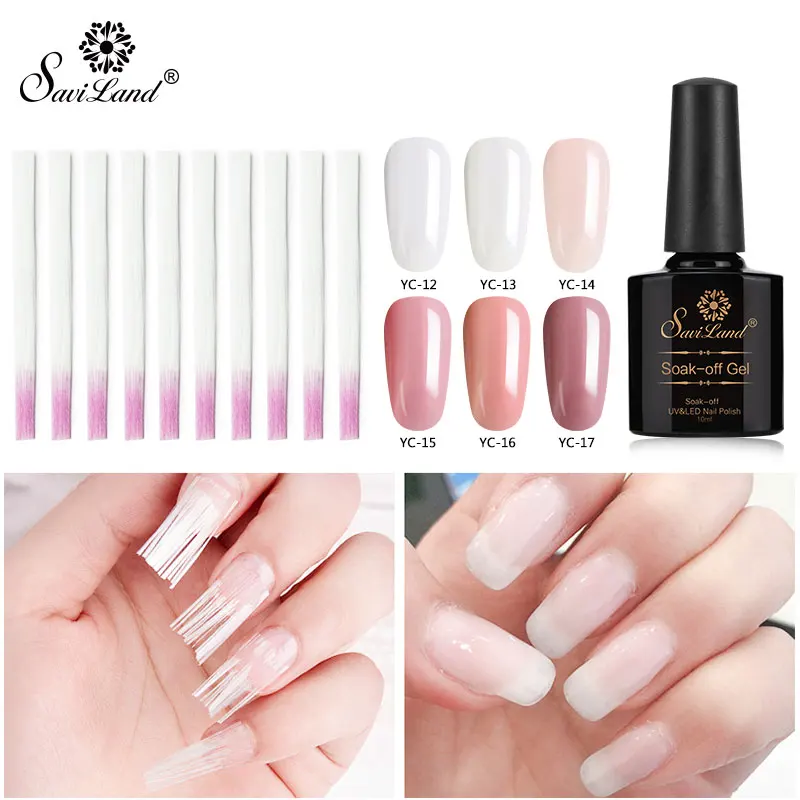 

Saviland Quick Fiberglass Nail Extension Set Clear Acryl UV Gel Polish Manicure Building Silk Nail Form Gel Varnish