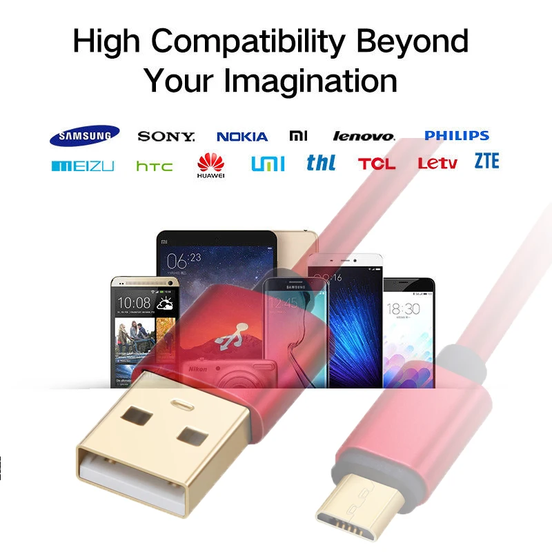 10 шт./лот,, кабель Micro USB, линия быстрой зарядки для телефонов Android, кабель для синхронизации данных и зарядки, смартфон, 0,3 м, 1 м, 1,5 м, 2M3M