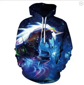 

Space galaxy horse hoodie, men and women 2019 new fashion spring and autumn pullover sweatshirt men 3D sportswear