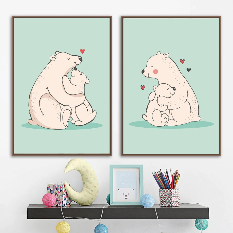 Cartoon-Loving-Heart-Bear-Nordic-Posters-And-Prints-Wall-Art-Canvas-Painting-Wall-Pictures-Kids-Room (2)