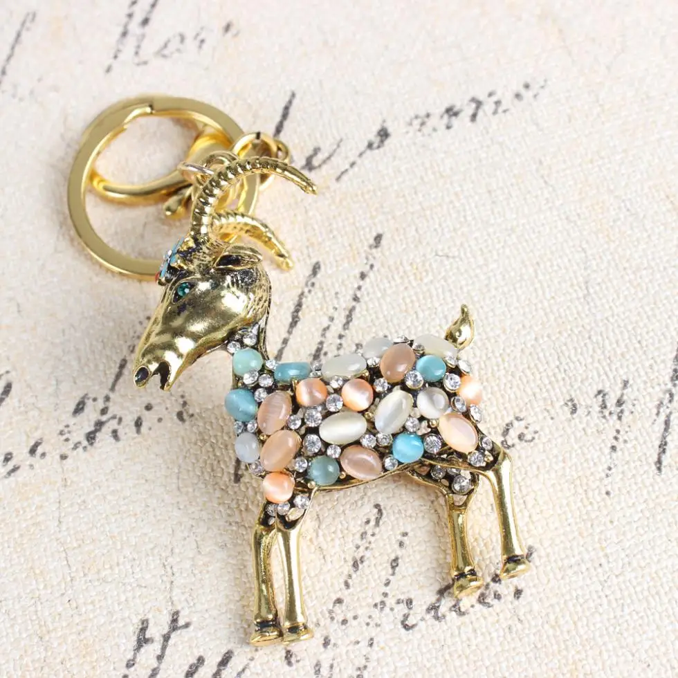 Винтажный Шарм брелок в виде козы овцы цветка с кристаллами|key ring chain|key ringcar key |