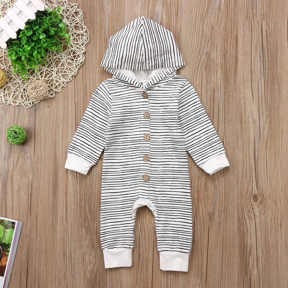 Winter Striped Baby Boy Girl Warm Infant Romper Jumpsuit Long Sleeve Hooded Clothes Sweater Outfit Winter Striped Baby Boy Girl Warm Infant Romper Jumpsuit Long Sleeve Hooded Clothes Sweater Outfit