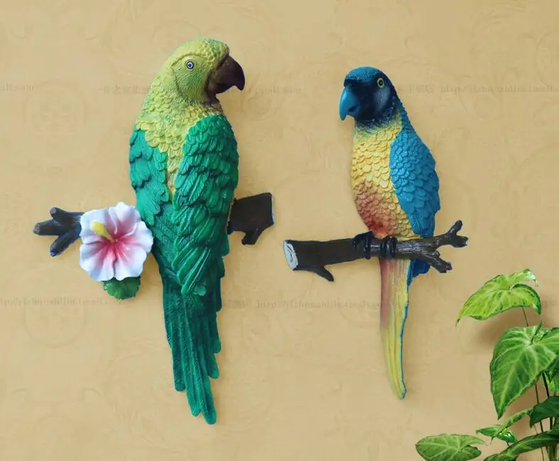 Европейский пасторальный 3D стерео смолы попугаи настенные Висячие украшения в виде птиц креативный домашний фон настенные украшения Фреска ремесла Искусство