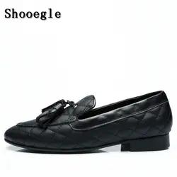 SHOOEGLE Для мужчин Slip-on плед кисточкой обувь Мода Высокое качество Лоферы Street для обуви Индивидуальные обувь в деловом стиле Eu38-EU46