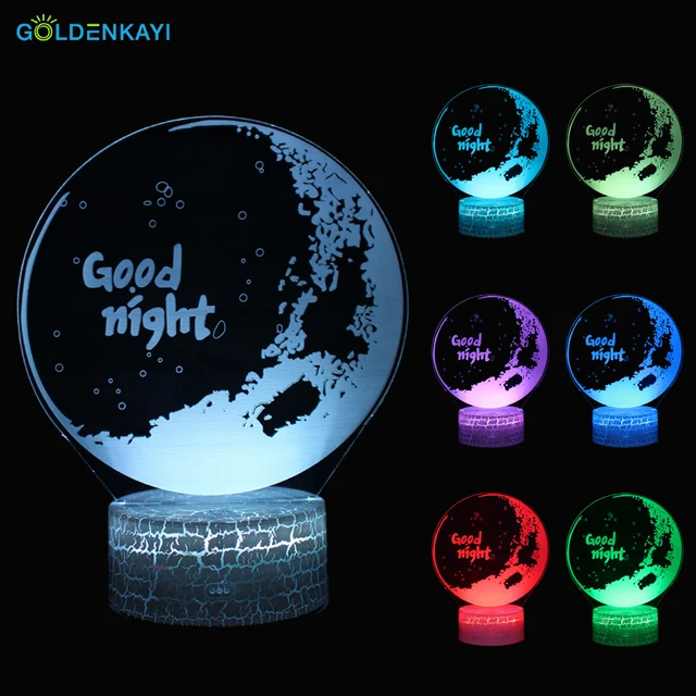 3d Buenas Noches Led Luces De Noche De Dibujos Animados Lámpara De Mesa Interruptor Táctil Siete Colores Acrílico Lámpara De Noche Mejor Regalo Para La Decoración Luz Luces De Noche Led Aliexpress