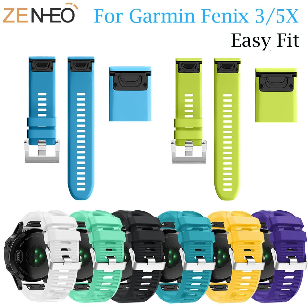 

26mm Easy Fit Silicone Watch Strap for Garmin Fenix 5X/Fenix 3/Fenix 3 HR Smart watch Quick Release Wristband watch Bands