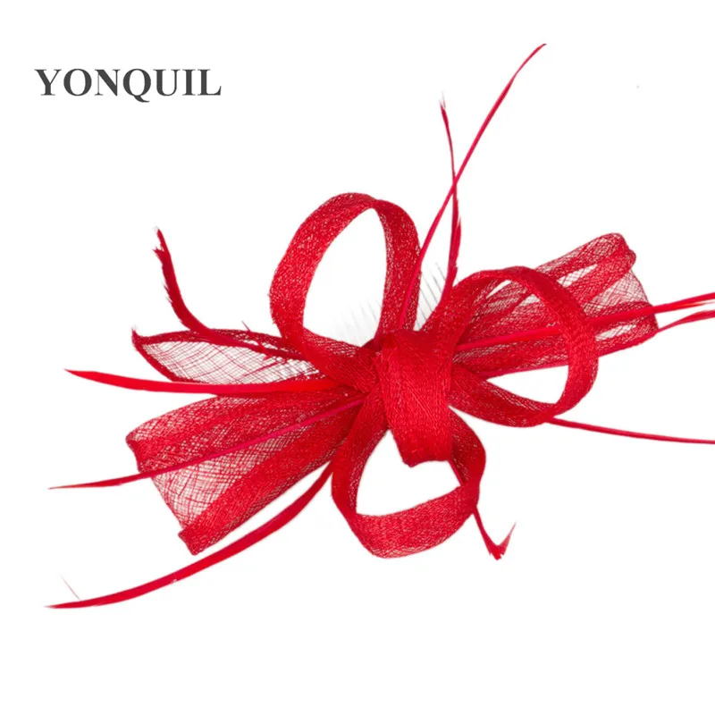 Шляпки из соломки синамей с вуалеткой с пером хорошие Свадебные шапки Коктейльные очень хороший 20 цветов доступны MYQ069