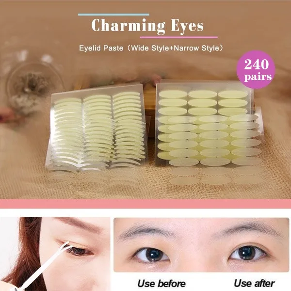 

240 Pairs White Thin Invisible Double Eyelid Adhesive Eyes Tape Sticker