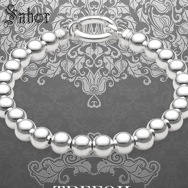 

jewellery Bracelet Beaded Cuff with Silver Spring Clasp 2019 New 925 Silver Fashion Jewelry Gift Men Boy Women Girls mens