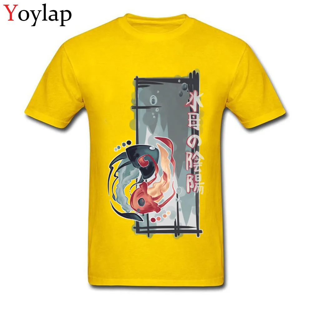 T Shirt Short Sleeve Classic Funny Suiba no Onyou Round Neck Cotton Fabric Men Summer Fall Tops Shirts Classic Tee-Shirts yellow