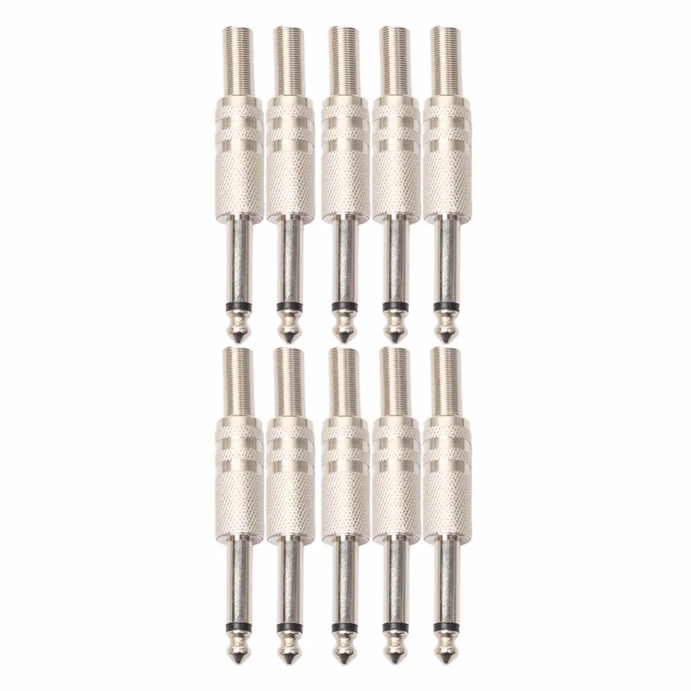 

10 Pcs /Lot Male Plug Connector 6.35mm 1/4 "Mono Stereo Audio Phono Tone Cables Solder Adapter For Demanding Live Sound Studio