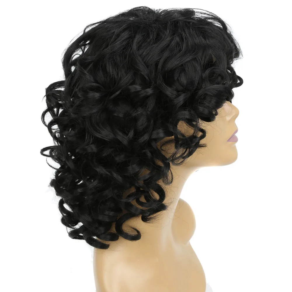 

Factory price 1Pcs Hot Sale Women Fashion Lady Black Big Wave Long Curly Hair Cosplay Party Wig Wigs Stand May11 HW