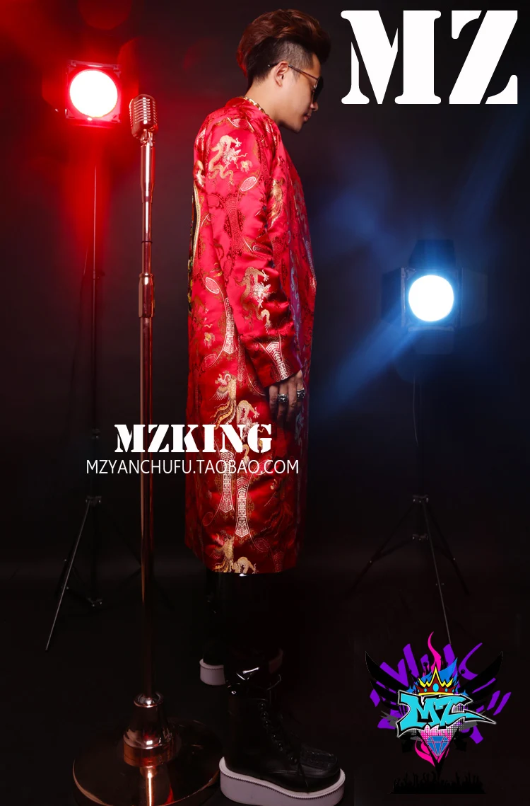 S-XXXL! мужской ночной клуб диджей певец вышитые длинный костюм костюмы куртка пальто сценическая одежда формальное платье