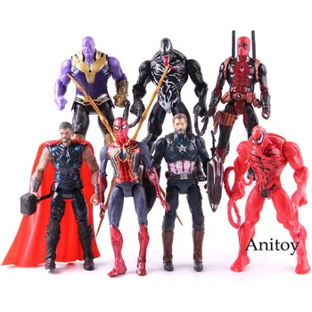 

Marvel Avengers Infinity War Venom Dead Pool Thor Spider Man Action Figure PVC Collectible Model Toy With Light 6-7pcs/set