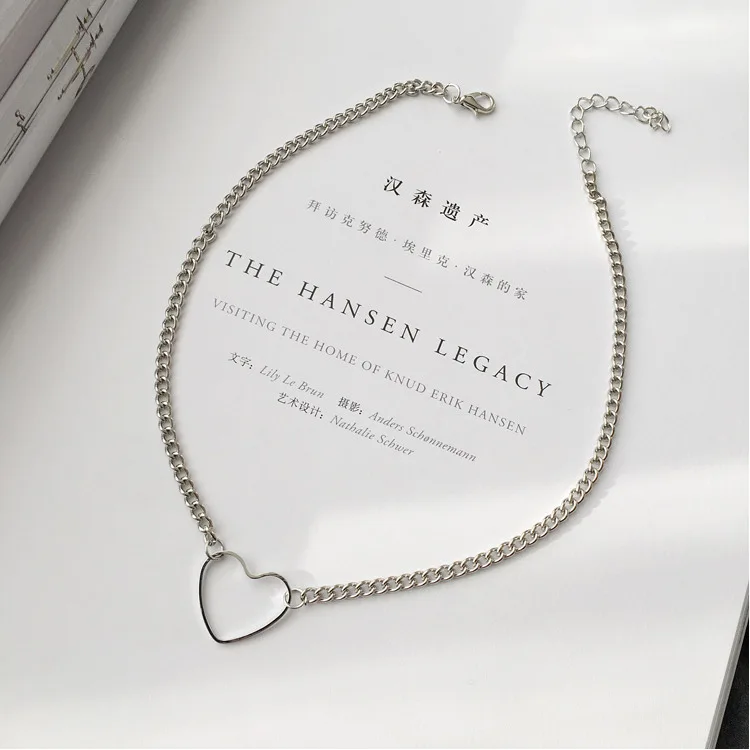 2 цвета, новинка, harajuku, шикарное колье в форме сердца, металлическое ожерелье, женское милое ожерелье