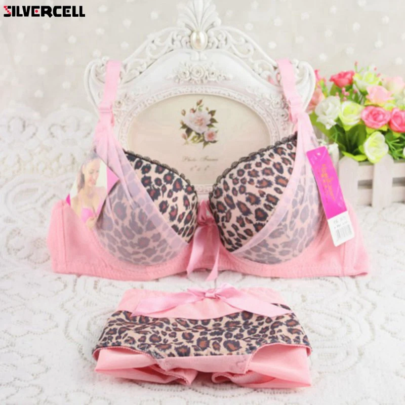 Sexy Women Lady Girls Cute Underwear Lace Leopard Underwear Push Up Bra