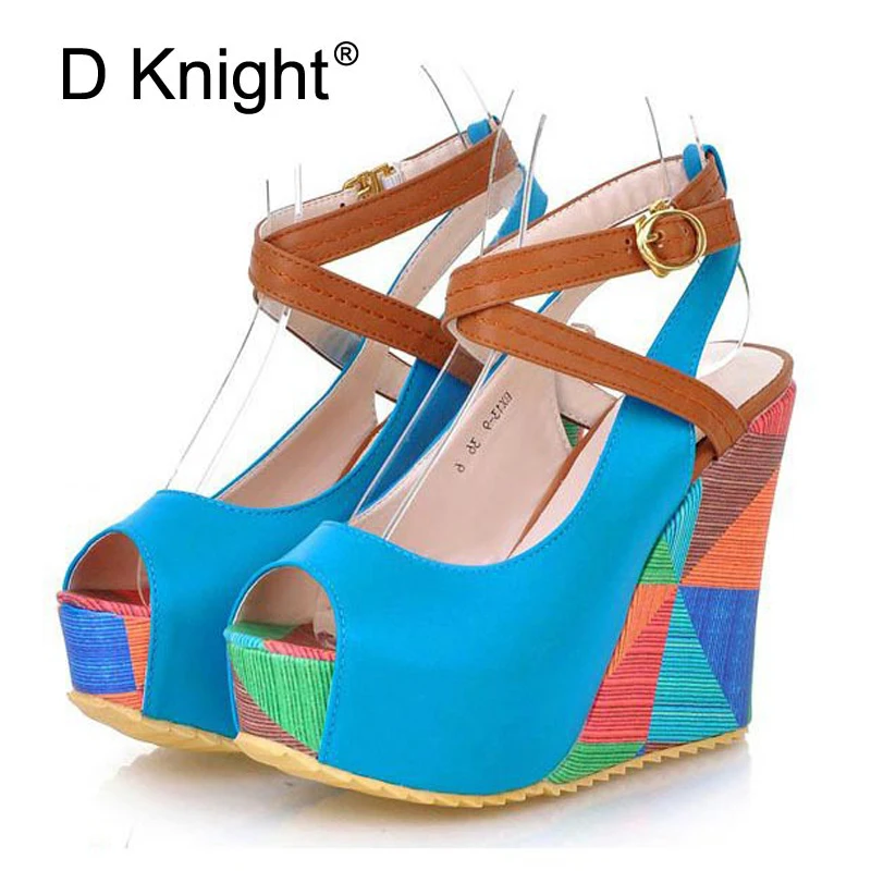 

New 2017 Fashion Open Toe Platform Women Wedge Sandals Sexy Cross Strap Gladiator Sandals Women Ladies High Heels Summer Shoes