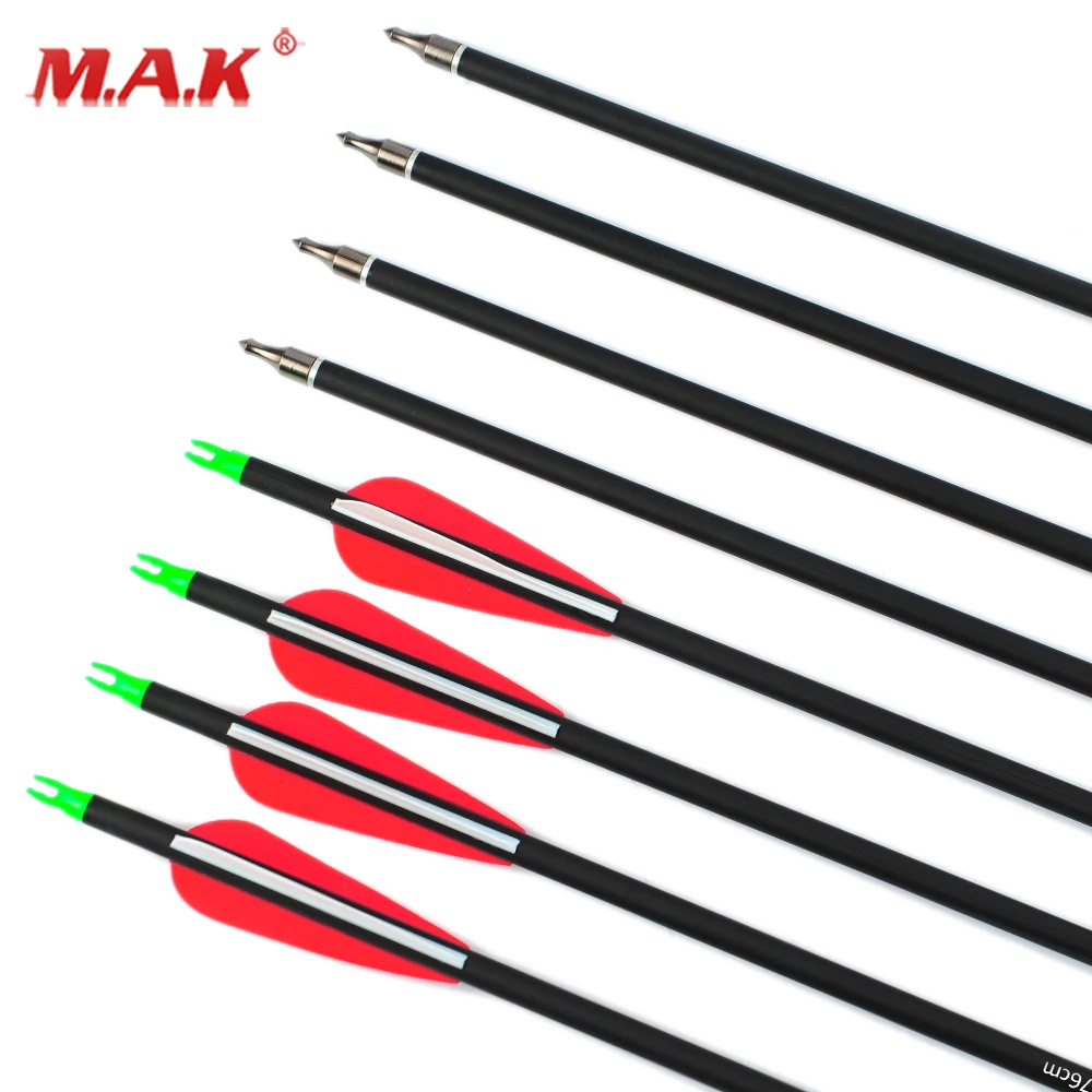 Günstig 6 12 24 stücke Carbon Pfeil 28 30 Zoll Wirbelsäule 500 mit Austauschbare Pfeilspitze für Verbindung Recurve Bogen bogenschießen Jagd