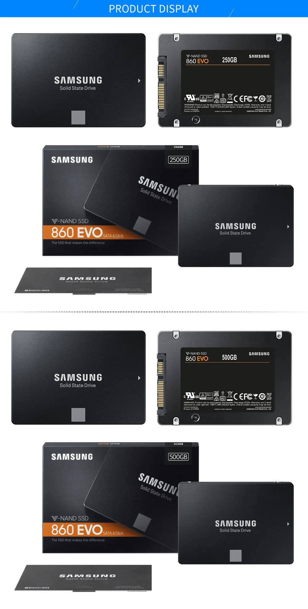 Samsung 860 Evo Ssd 250 gb 500 gb 1 ТБ Внутренний твердотельный диск Hdd жесткий диск Sata3 2,5 дюймовый ноутбук Настольный ПК диск Hd Ssd