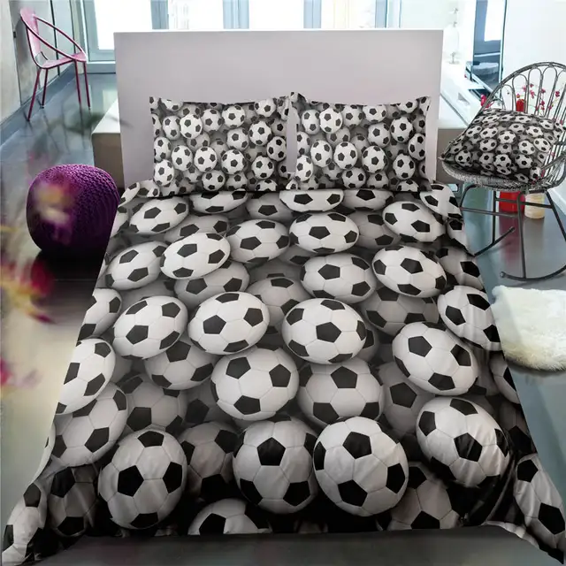 3D Foot Ball Soccer Sports Bedclothes Boys Quilt Comforter Cover Adults