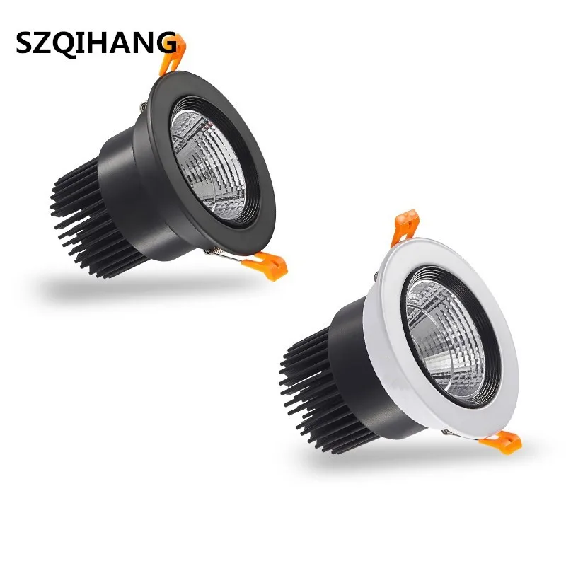 

High Quality 7W/10W/15W/20W Recessed led down light COB LED Spot Lamp Dimmable Adjustable Ceiling Downlight White/Black shell