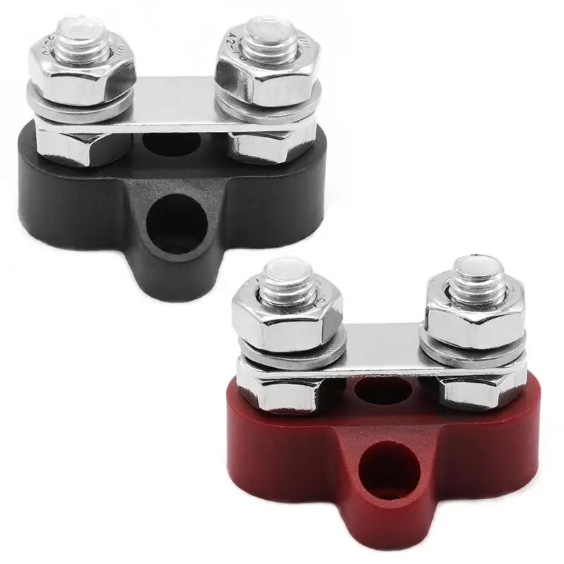 

DC 48V Bus Bar Terminal Block Heavy Duty Dual M8 Positive Power Distribution Stud for Truck RV Boat coaches Car Accessories