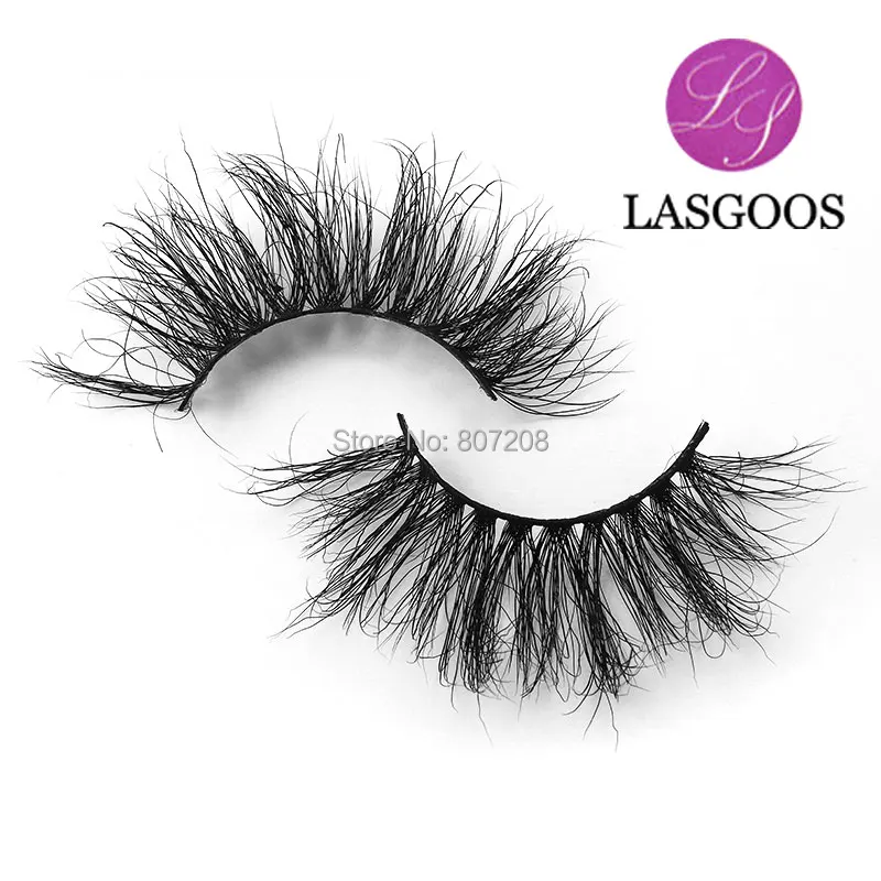 

LASGOOS 25mm Mink Hair 3D Faux Soft False Eyelashes Messy Fluffy Crossing Lashes Hand-made Eye Makeup Extension Tools F07
