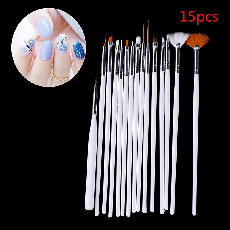 15pcs Nail Art Brush Set Professional UV Gel Acrylic Design Gel Polish Painting Drawing Pen Manicure Nails Tips Tools Kit