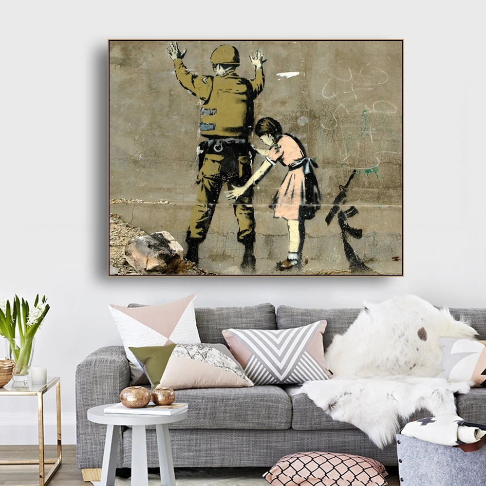 

Soldiers Girls Graffiti Wall Art Decor Poster Print Canvas Painting Calligraphy Decorative Picture for Living Room Home Decor