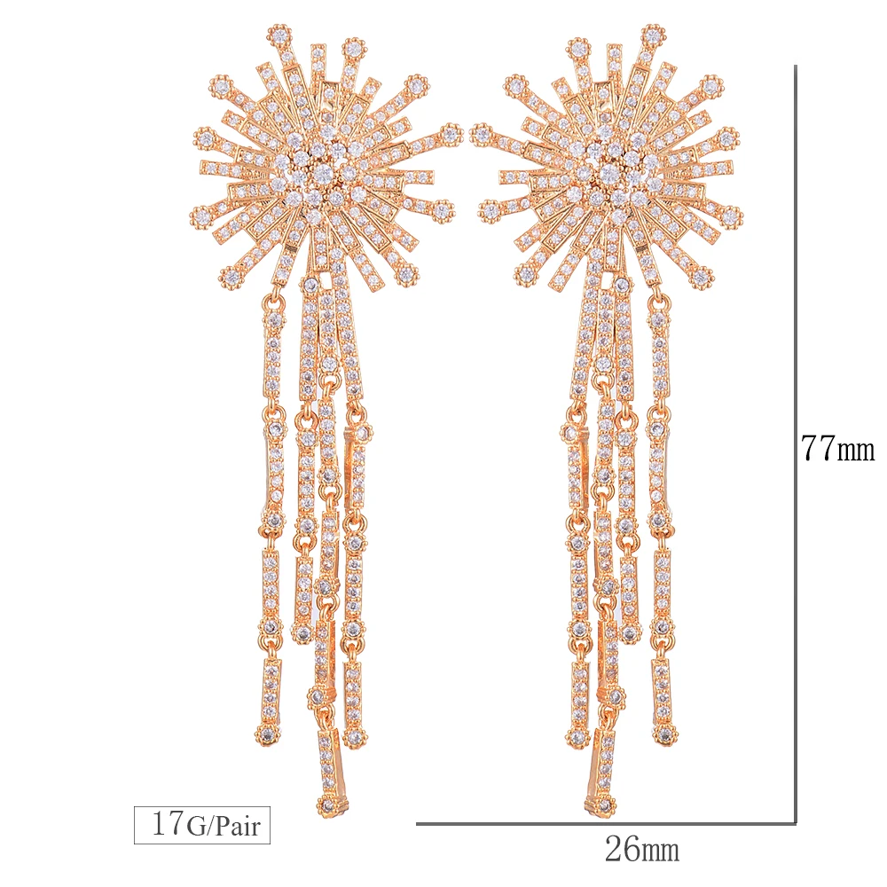GODKI 77 мм роскошные длинные висячие серьги с фианитом фейерверк для женщин Свадебные серьги с кисточками Букле д 'ореиль femme