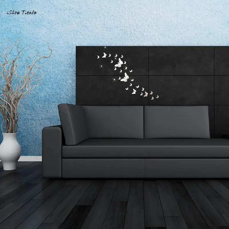 30 шт. зеркальные настенные 3d наклейки в виде бабочек|stickers home decor|wall stickers decorroom
