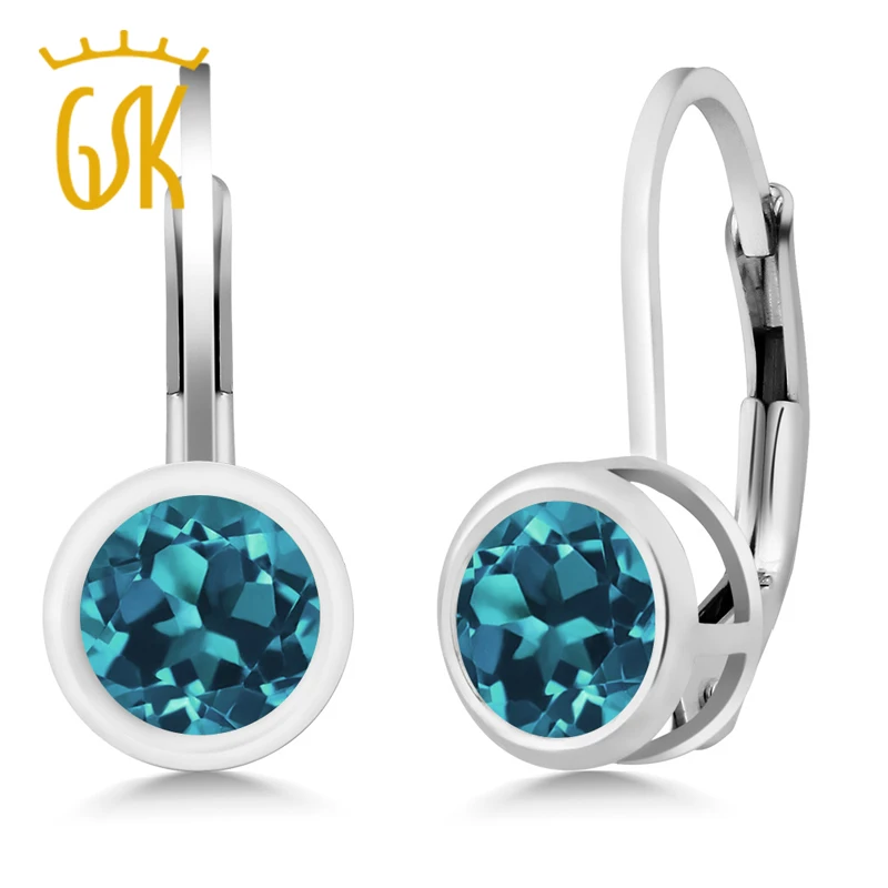 GemStoneKing 1 10 Ct Круглый натуральный Лондон синий топаз драгоценный камень 925 Серебро