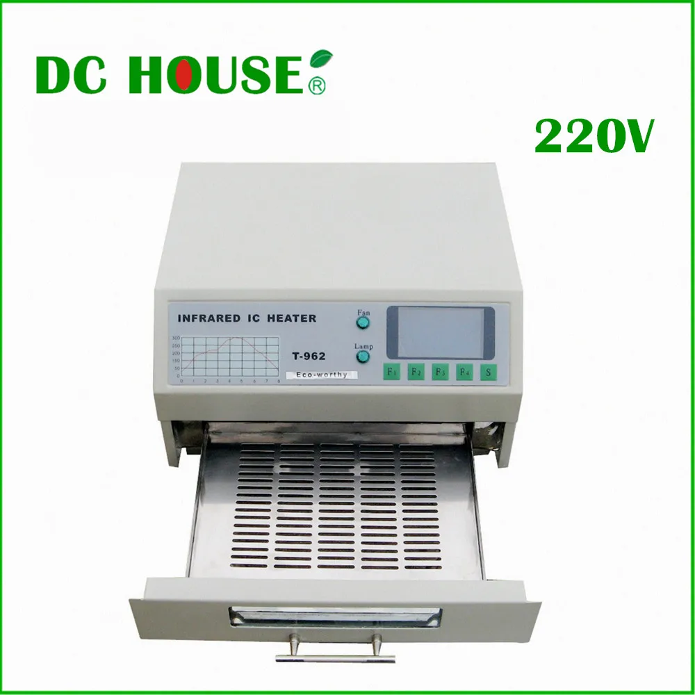 

EU Stock T962 Digital Infrared IC Heater Reflow Oven SMD solder BGA area 180 * 235mm 800W Free shipping