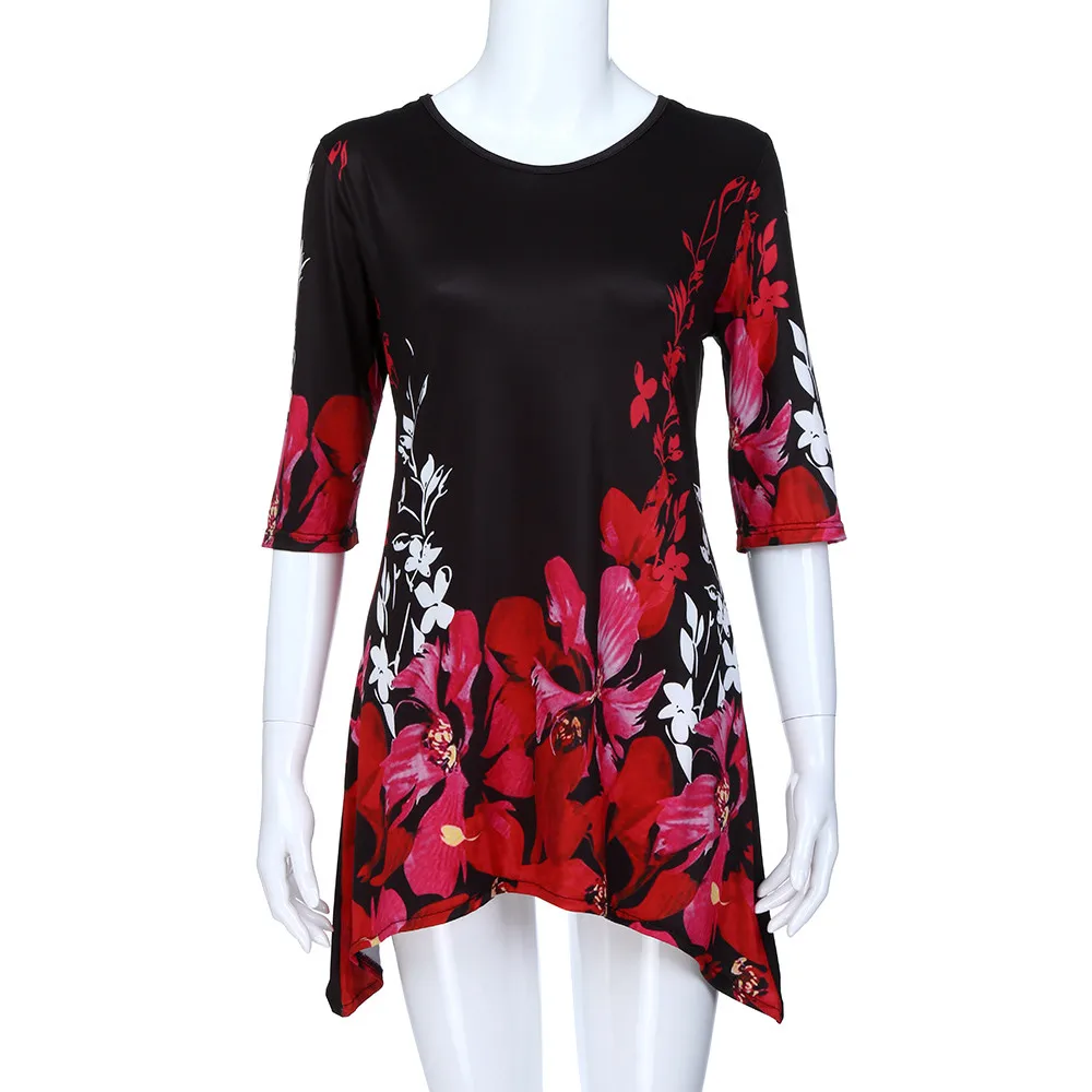 Ropa de mujer verano 2018 casuales para mujer Floral impreso de manga tres cuartos Tops camisa blusa bohemio estilo señoras blusas Femme Ropa de mujer verano 2018 casuales para mujer Floral impreso de manga tres cuartos Tops camisa blusa bohemio estilo señoras blusas Femme