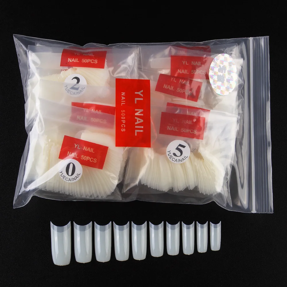  500Pcs Clear White Natural French False Acrylic Nail Tips UV Gel Ultra Flexible - Size #0- #9 - Pac