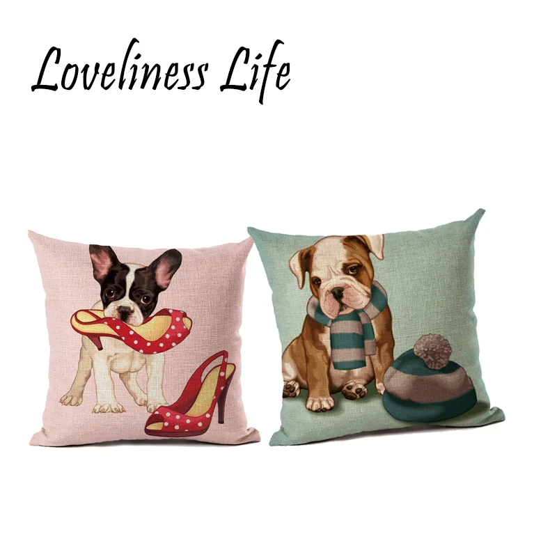 Christmas Decoration Pillow Cute Dogs and Cats Gift Cushion Cover