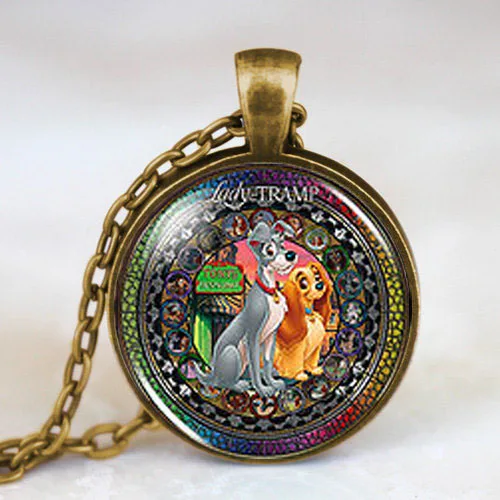 

US movie Anime Lady and the Tramp Fashion Necklace 1pcs/lot brass silver Pendant steampunk Jewelry Gift women new chain toy mens