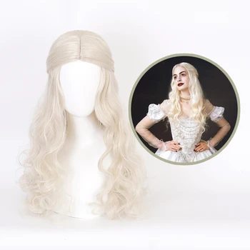 

Alice in Wonderland 2 White Queen Cosplay Wig Blonde Wavy Long Synthetic Hair Heat Resistance Fiber Halloween Party Costume Wigs